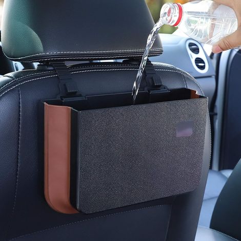 Poubelle Voiture - Récipient Pliable Étanche avec Clips et Crochets - Pour Siège Avant Arrière - Capacité 2,6 L - 1 Pièce (1/5)