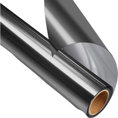 Lámina para ventanas, privacidad diurna, protección UV, negro-plata-b, 50x100 cm (1/2)