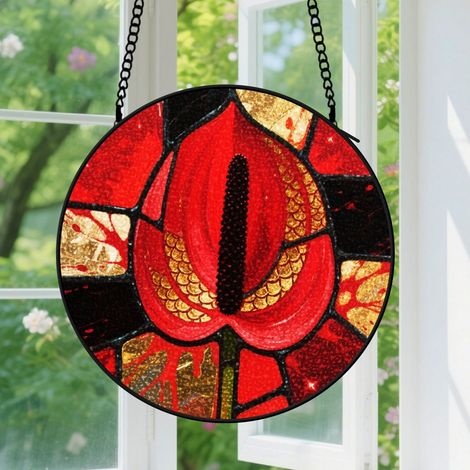 Suspension en vitrail, attrape-soleil minimaliste unique coloré, décoration maison fenêtre, cadeau Noël, Fête des Pères pour homme, femme, maman 9cm (1/5)