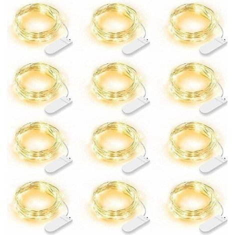 12 LED string lights, 20 LEDs battery operated, IP65 waterproof, LED decoration for bedroom, Christmas, wedding, party, garden, warm white (warm white) (1/4)