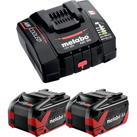 Metabo Basis Set 2x LiHDX Akkupack 18 V 8,0 Ah Akku ( 2x 624975000 ) + ASC 290 Ladegerät ( 627370000 )