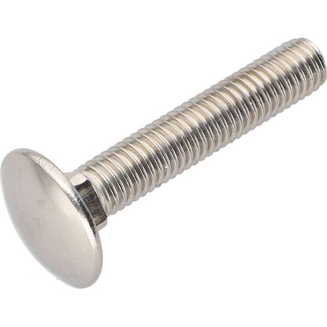 Vis métaux tête ronde collet carré Inox A4 M6X45 Filetage total