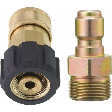 Adaptateur de nettoyeur haute pression, kit de connexion rapide de 9,5 mm, M22 14 mm vers M22, raccord métrique 5000 PSI (1/4)
