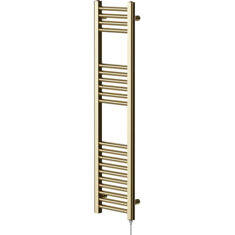 Colore Brushed Brass 1200mm x 300mm Straight Electric Heated Towel Rail (1/5)