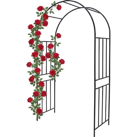 Relaxdays arche métallique de jardin, H x L x P : 218 x 120 x 44,5 cm, arche stable pour plantes grimpantes, noir (1/5)