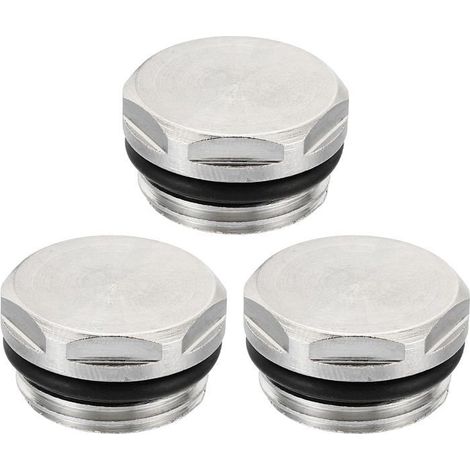 1/2 Pouce BSP Mâle Filet vierges Capuchon Manuel Radiateur Air Ventilation Bouchon Vanne, 3 Paquet Nickel Plaqué Laiton Bouchons (1/5)