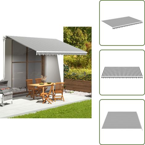 Tissu de remplacement pour auvent Anthracite et blanc 4,5x3 m - Tissu D'ombrage - Auvent De Jardin - Toile D'extérieur - Protection Solaire - Parasol De Terrasse (1/5)