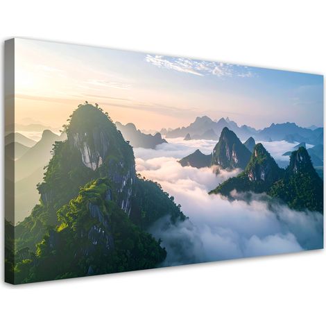 Wandbild Landschaft Berge im Nebel 80x40 cm (1/5)
