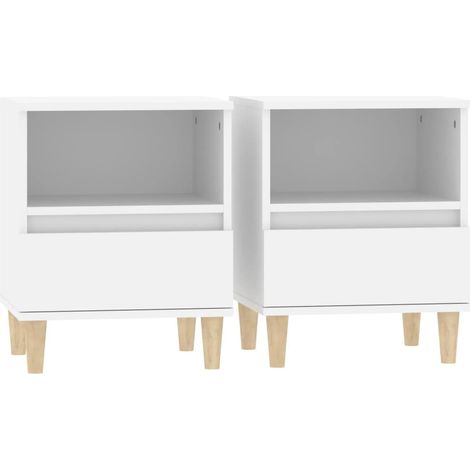 Conjunto de 2 mesitas de noche con cajón y compartimento abierto 40 x 35 x 50 cm madera contrachapada blanca DEC034926