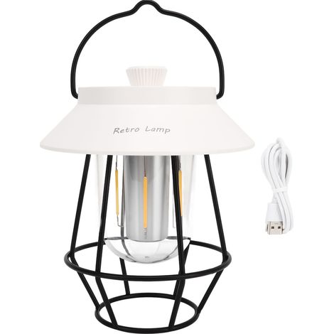 Lampe de camping LED rétro, lanterne portable vintage pour extérieur, suspension tente, éclairage de camping ancien. (1/5)