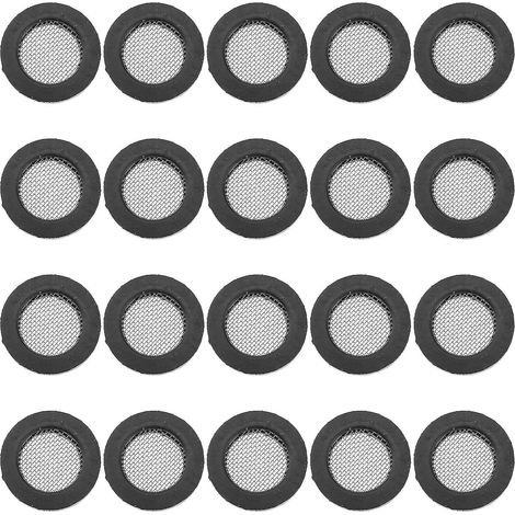 Paquete de 20 juntas de goma con filtro de acero inoxidable 304 para cabezal de ducha, manguera de sellado, grifo, pieza de repuesto para lavadora, colador de fregadero, herramienta de 4 puntas (negro (1/2)