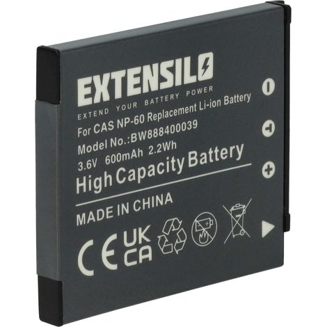 EXTENSILO Akku Ersatz für Casio NP-60 für Kamera (600 mAh, 3,7 V, Li-Ion) (1/5)