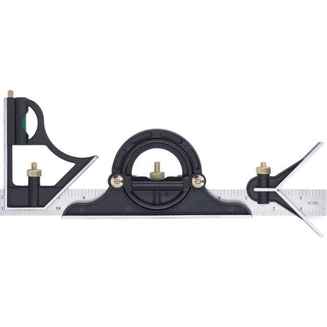 Règle de mesure d'angle de profondeur de longueur carrée combinée de 300MM, jauge multifonctionnelle en acier inoxydable (1/5)