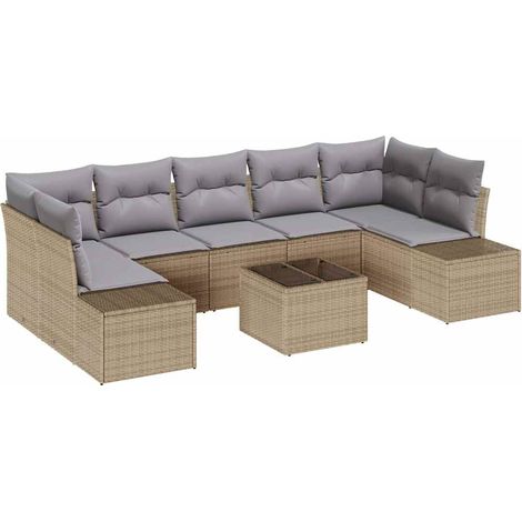 Maison Exclusive - Gartensofa-set mit Kissen 8 pcs Beige und Grau