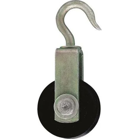 Carrucola a gancio in acciaio zincato con rullo da 40 mm, per corda da 10 mm