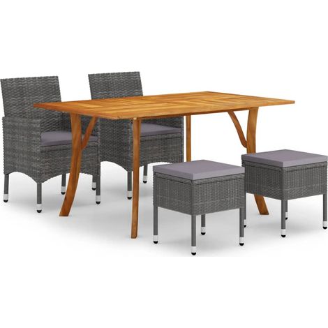 Juego de comedor de jardín de 5 piezas gris vidaXL (1/5)