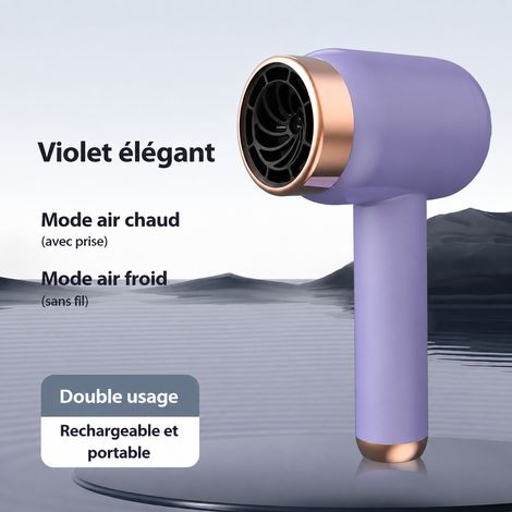 Sèche-cheveux sans fil et rechargeable à ions négatifs violet 10W réf 4421 516 g – Livraison gratuite
