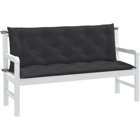 Gartenbank-Auflagen 2 Stk. Melange Anthrazit 150x50x7 cm Stoff