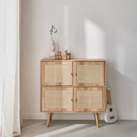 Cassettiera per bambini a 4 ante effetto legno (1/5)