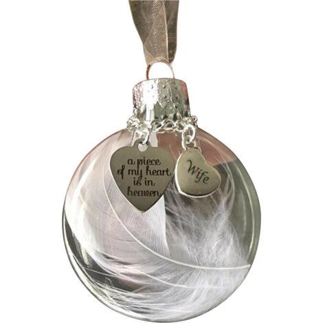 Ornement Commémoratif Cœur Plume - 6 x 6 cm - Pour Arbre de Noël Porte Fenêtre ou Sacoche - 1 Pièce (1/5)