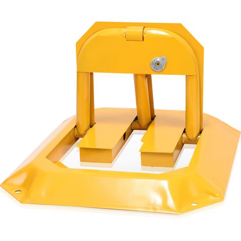 TolleTour Barrière de parking rabattable avec clé, arceau de stationnement métal jaune, 1 pièce (1/5)