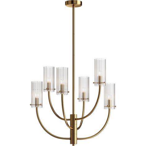 [GEBRAUCHT] B-Ware Maytoni Arco Hängeleuchte Hängeleuchte Lampe Kronleuchter 6-flmg. G9 messing kla (1/2)