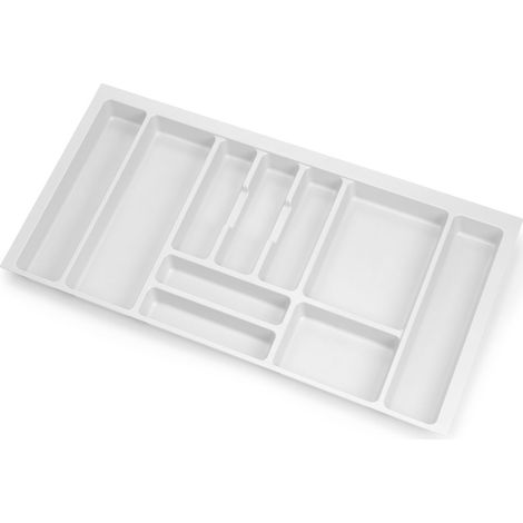 Emuca – Range couvert Optima Vertex 500mm – Module 900mm – Plastique blanc – Grande capacité de rangement pour couverts et ustensiles