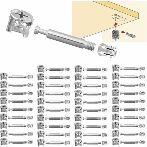 40 Set Raccord de Came Ø15mm Connexion de Panneaux D'armoires de Meubles M6X40mm Connecteur D'armoire à Raccords Excentriques pour Meuble Table Armoires H167 (1/5)