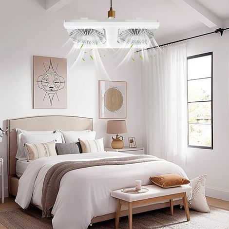 50W Ceiling Fan with Lighting, E27 Socket, Remote Control, Silent Mode, 3 Speed, 3 Colors, Adjustable Angle for Bedroom, Living Room and Office (1/5)