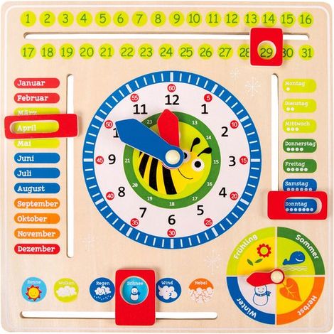 Petit Pied - Horloge Calendrier des Saisons en Bois (Allemand) (1/5)
