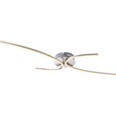 Plafoniera LED di design da 30 Watt per sala da pranzo, faretto per corridoio, argento curvo, Globo 67086