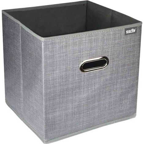 Scatola portadocumenti da ufficio box di archiviazione organizer per archivio documenti contenitore con manici grigio 25x25x25 cm (1/2)