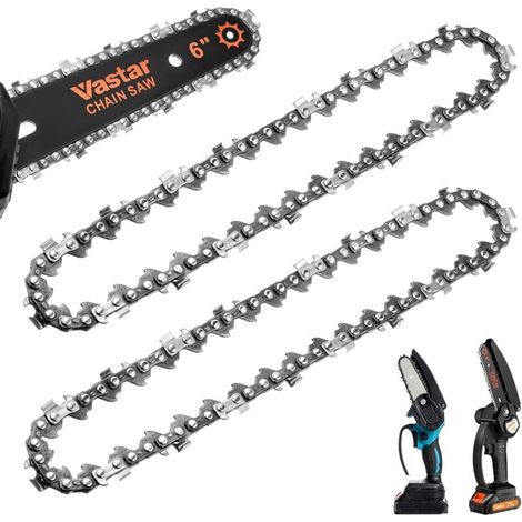 pair 2pcs chaînes de remplacement pour 6 pouces mini tronçonneuse electrique, chaine tronconneuse 37 maillons d'entraînement, Pas de 1/4\", Coupe Effective 15cm