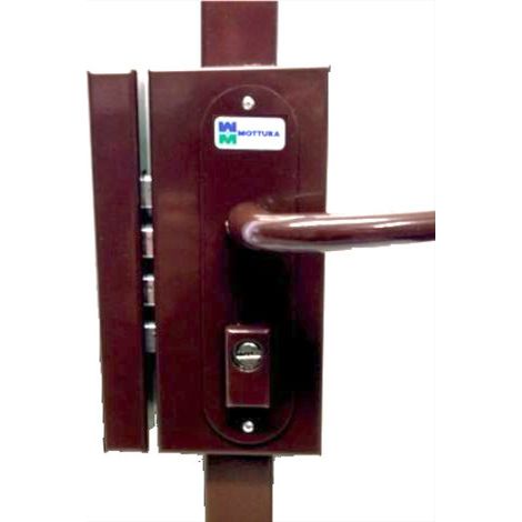 Serrure 3 points Série 468 profil europeen coloris marron A2P gauche - MOTTURA - 38468VGMXA2P