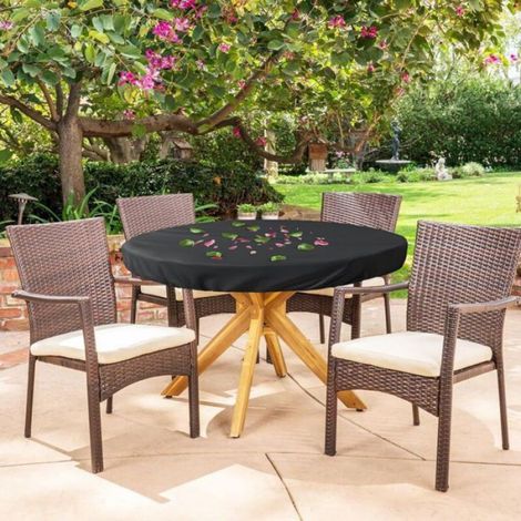 Housse Plateau Table de Jardin Housse Protection Ronde Exterieur Imperméable Anti UV Tissu Oxford Ø114X10cm (1/5)