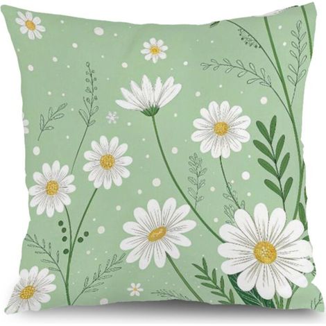 Taie d'oreiller fleurs plantes, décoration intérieure salon chambre,40×40cm (1/5)