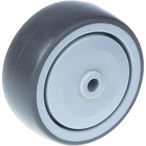 Roue - ZHONGSHAN - 80 mm - Caoutchouc gris - Centre en plastique - Dureté 85° Shore A (1/5)
