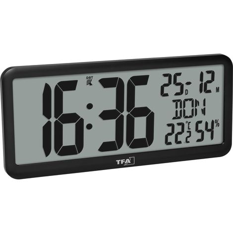 Horloge radio numérique TFA 60.4525.01, avec climat intérieur, noir