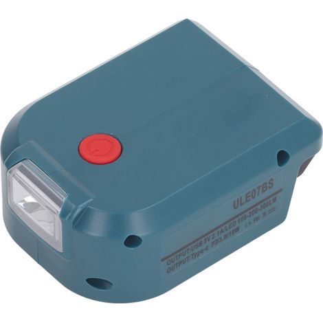 Battery adapter with 18W PD3.0 Type C and 5V 2.1A USB output ports, LED light for Bosch 14.4-18V batteries (1/5)