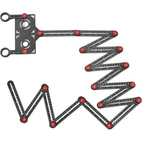 Règle de mesure multi-angles, gabarit de perçage pour carrelage céramique à 16 sections, outil de mesure d'angle en alliage d'aluminium avec marqueur de trous