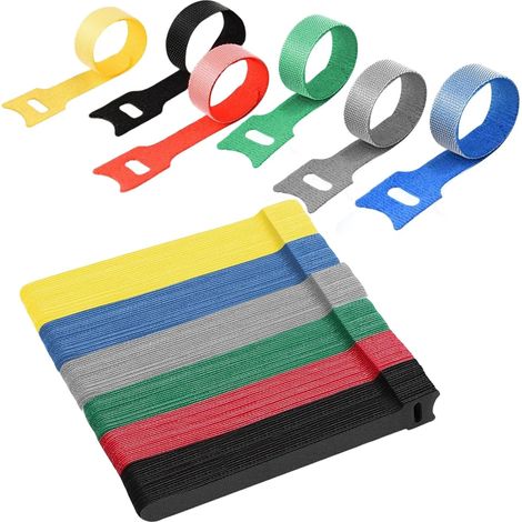 120 attaches de câble réutilisables, attaches en nylon Velcro de 15 cm de long, disponibles en 6 couleurs, organisateur de câbles ajustable, sangles de gestion des câbles pour H (1/5)