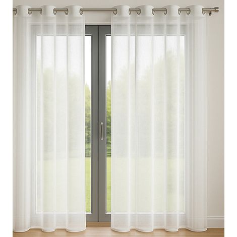 Lot de 2 Voilages 140 x 240 cm Blanc