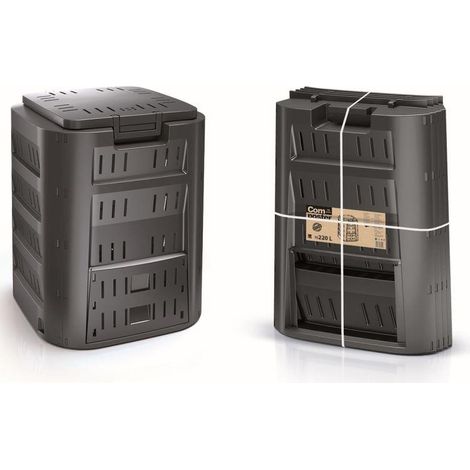 Meublidecossimo COMPOGREEN 220L compostador gris para jardín