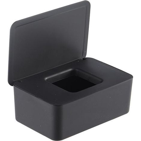 Organisateur de buanderie avec support pour lingettes sèche-linge, boîte de rangement avec couvercle et distributeur, 18,5 x 11,5 x 7,5 cm, noir (1/5)