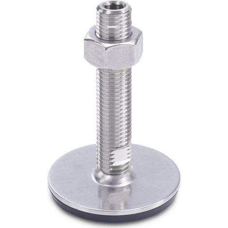 Ganter Norm elementi GN 41 – 80 M20 – 100 D3 UK – Acciaio Inox Piedini di livellamento  Gomma aufvulka nisiert, Argento (1/3)