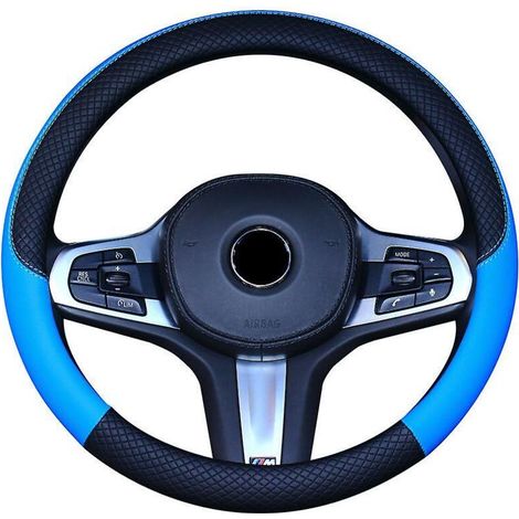Dunkelblauer, rutschfester Lenkradbezug aus Mikrofaserleder für Automobile (1/3)