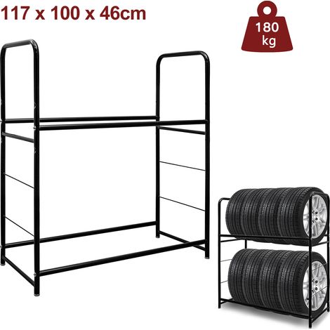 TolleTour Höhenverstellbares Reifenregal für bis zu 8 Reifen, 180 kg Traglast, 3 Höhenstufen, bis 240 mm Reifenbreite, mit Abdeckung und Schrauben (1/5)