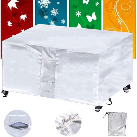 Housse Salon Jardin,420D Bâche Salon de Jardin Protection Mobilier,Imperméable Résistance au Vent,Respirante,Antipoussière et Résistante aux UV -Argent:60x60x60cm (1/5)