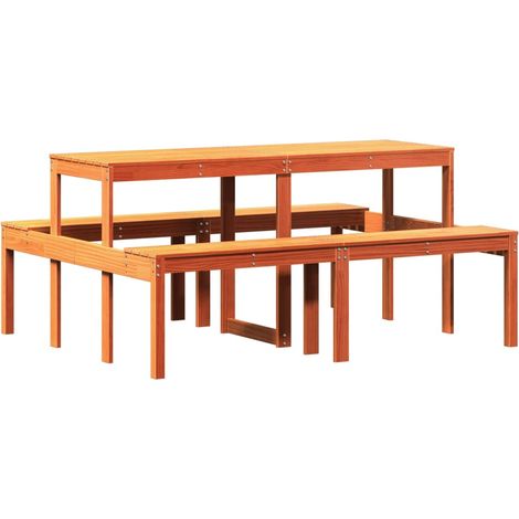 Maison Exclusive - Picknicktisch Wachsbraun 160x134x75 cm Massivh