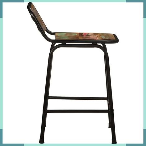 Tabouret de bar - 4013537 - Bois de récupération massif & fer - Lot de 4 - 46 x 35,5 x 70 cm (1/5)